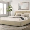 Mokena 46-inch Upholstered Eastern King Platform Bed Brown