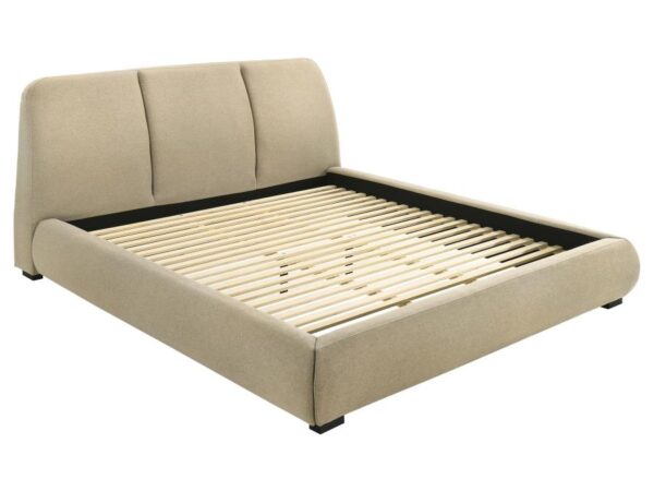 Mokena 46-inch Upholstered Eastern King Platform Bed Brown