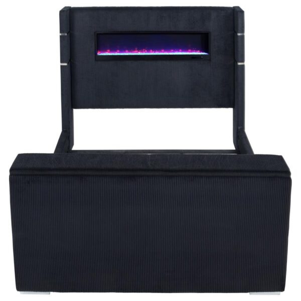 Tisdall Eastern King Flame Visualizer Wingback TV Bed Black