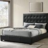 Medley Genuine Leather Queen Panel Platform Bed Black