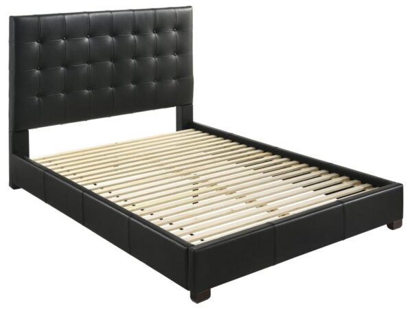 Medley Genuine Leather Queen Panel Platform Bed Black