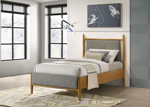 Mason 46-inch Twin Panel Platform Bed Grey and Light Brown