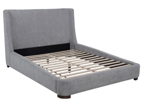 Rennes Upholstered Eastern King Wingback Platform Bed Grey