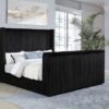 Centergrove Upholstered Eastern King Wingback TV Bed Black