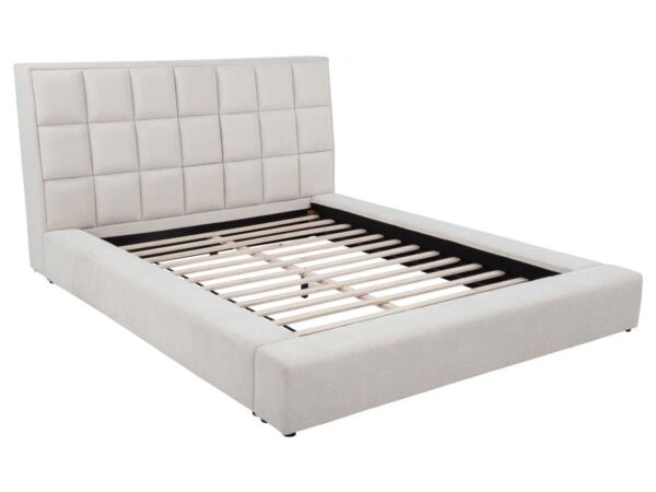 Dreux Upholstered Eastern King Panel Platform Bed Cream