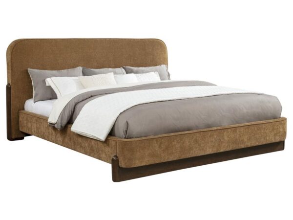 Baldacci Upholstered Eastern King Platform Bed Curry and Walnut