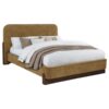 Baldacci Upholstered Queen Platform Bed Curry and Walnut