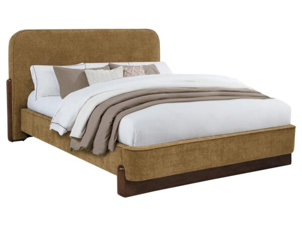 Baldacci Upholstered Queen Platform Bed Curry and Walnut