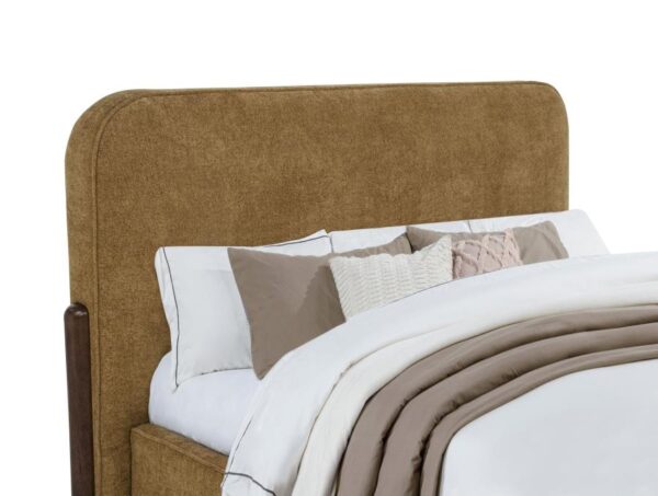 Baldacci Upholstered Queen Platform Bed Curry and Walnut