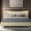 Evelyn Upholstered Eastern King Panel Platform Bed Ivory
