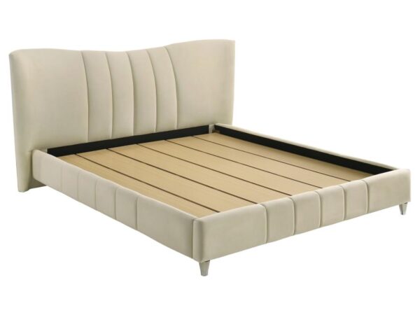 Evelyn Upholstered Eastern King Panel Platform Bed Ivory