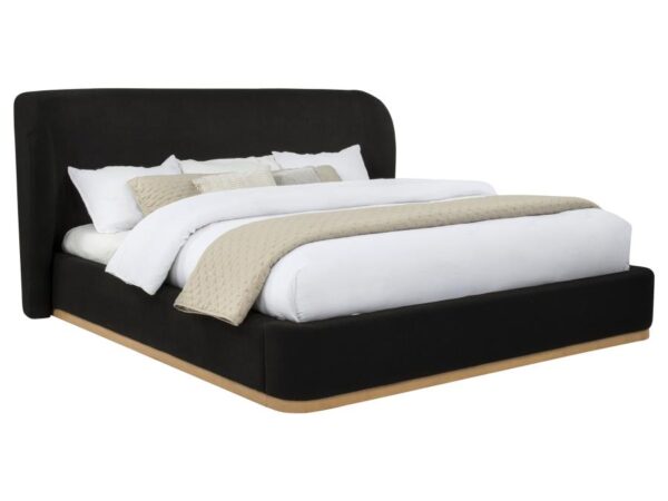 Blaire Upholstered Eastern King Wingback Platform Bed Black