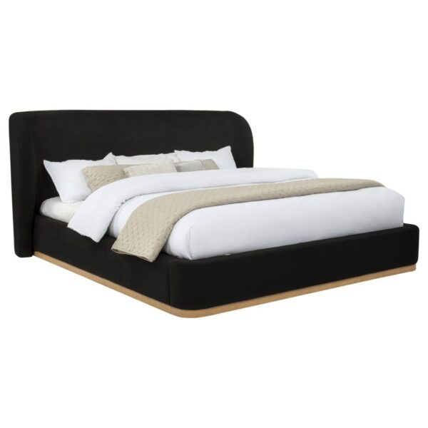 Blaire Upholstered Eastern King Wingback Platform Bed Black