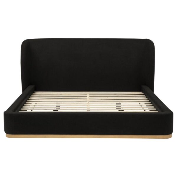 Blaire Upholstered Eastern King Wingback Platform Bed Black