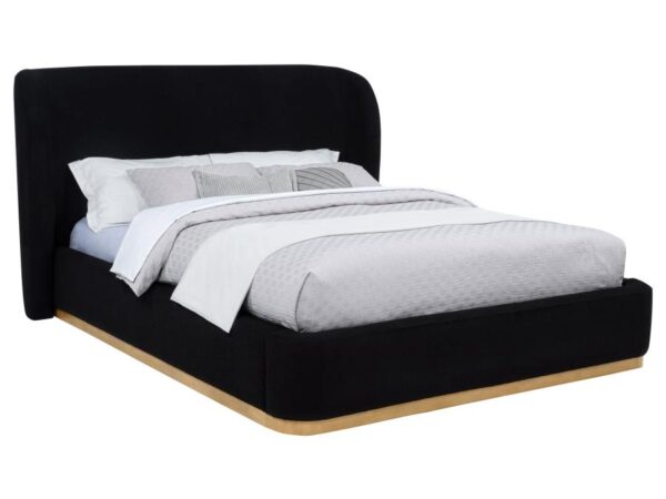 Blaire Upholstered Queen Wingback Platform Bed Black