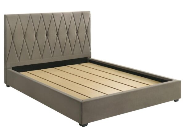 Delsea Upholstered Eastern King Platform Bed Light Brown