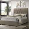 Delsea Upholstered Queen Panel Platform Bed Light Brown