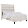 Leslie Upholstered Tufted Full Wingback Platform Bed Beige