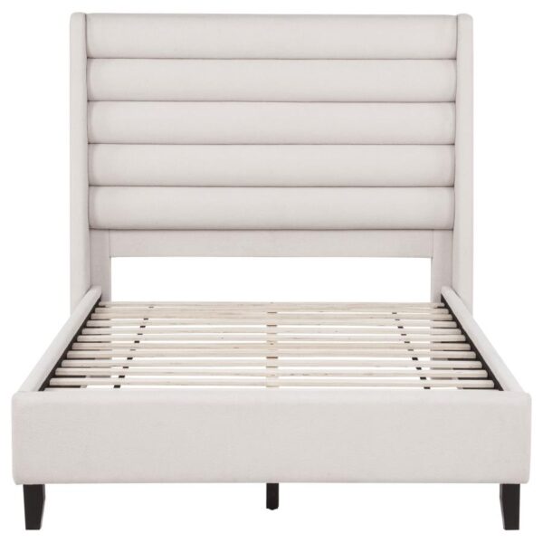 Leslie Upholstered Tufted Full Wingback Platform Bed Beige