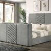 Tara 61-inch Upholstered Eastern King Panel TV Bed Grey
