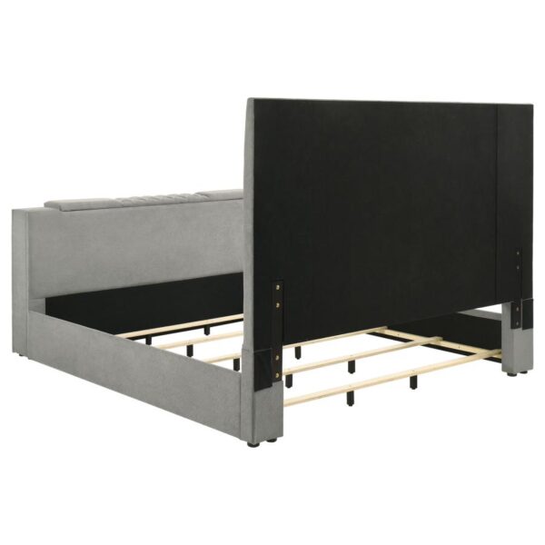 Tara 61-inch Upholstered Eastern King Panel TV Bed Grey
