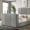 Tara 61-inch Upholstered Queen Panel TV Bed Grey