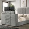 Tara 61-inch Upholstered Queen Panel TV Bed Grey