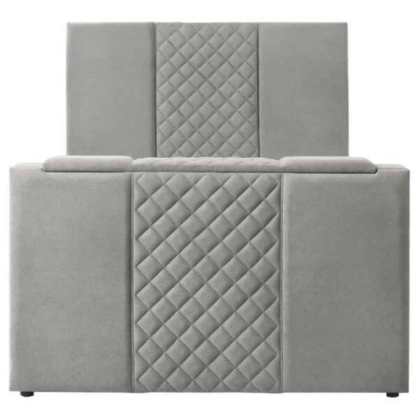 Tara 61-inch Upholstered Queen Panel TV Bed Grey