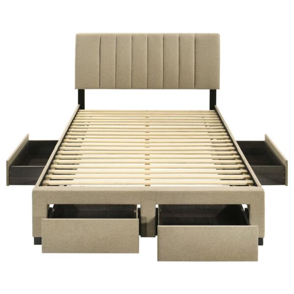 Wheatland 4-drawer Upholstered Full Storage Bed Light Brown