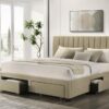 Wheatland 4-drawer Upholstered Eastern King Storage Bed Brown