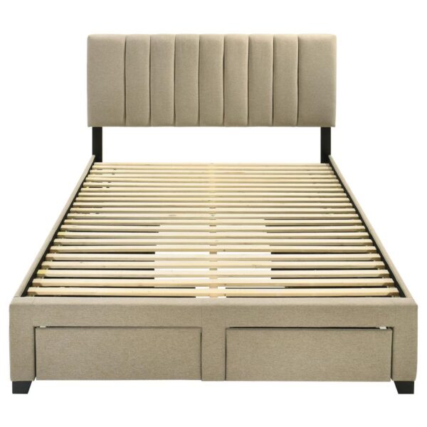 Wheatland 4-drawer Upholstered Queen Storage Bed Light Brown