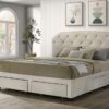 Marianna 4-drawer Upholstered Eastern King Storage Bed Cream