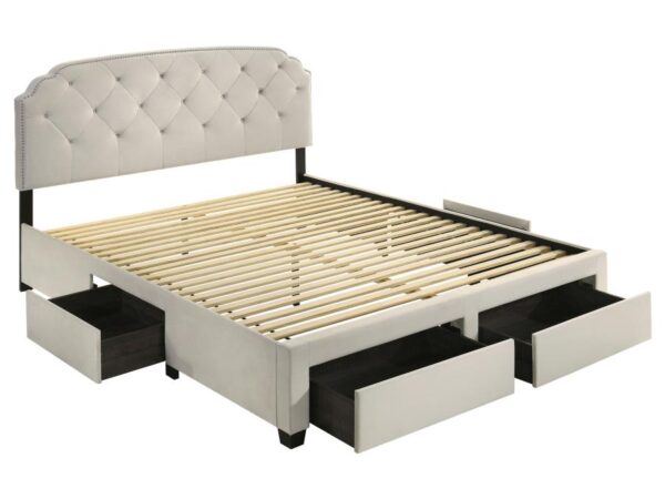 Marianna 4-drawer Upholstered Eastern King Storage Bed Cream