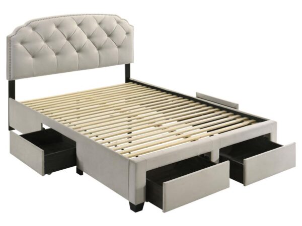 Marianna 4-drawer Upholstered Queen Storage Bed Cream