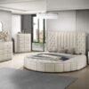 Sonya Upholstered Eastern King Round Storage Bed Ivory