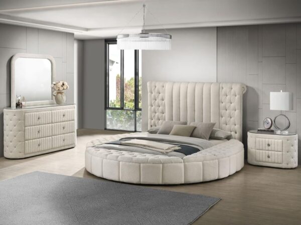 Sonya 4-piece Upholstered Queen Bedroom Set Ivory