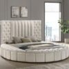 Sonya Upholstered Queen Round Storage Bed Ivory