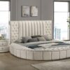 Sonya Upholstered Queen Round Storage Bed Ivory