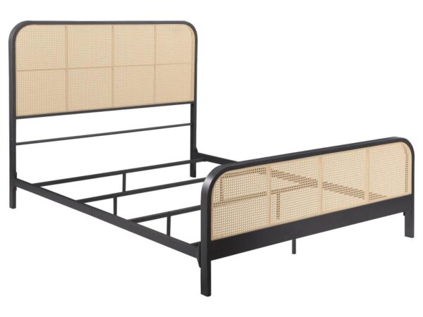 Lanewood Open Cane Webbing Metal Queen Bed Black