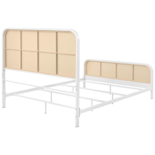Lanewood Open Cane Webbing Metal Queen Bed White