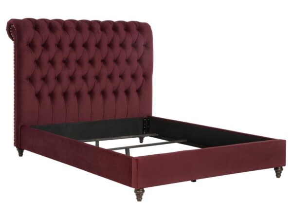 Devon 57-inch Upholstered Queen Panel Bed Wine Red