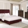 Devon 57-inch Upholstered Queen Panel Bed Wine Red