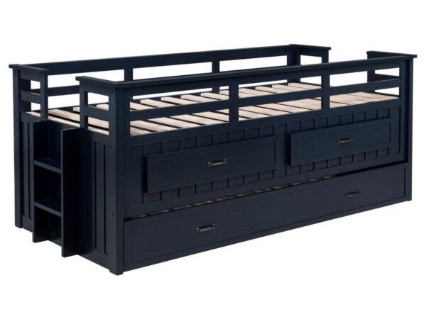 Carlsbad Wood Twin Captains Bed With Trundle Navy Blue