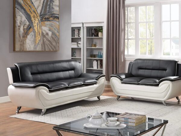 New York Black & White Sofa & Loveseat