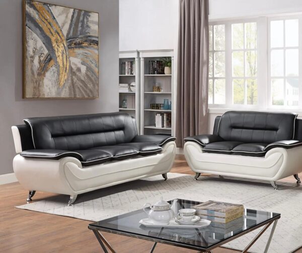 New York Black & White Sofa & Loveseat