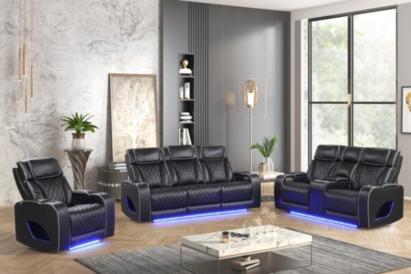 Aurora Black Sofa & Loveseat & Chair