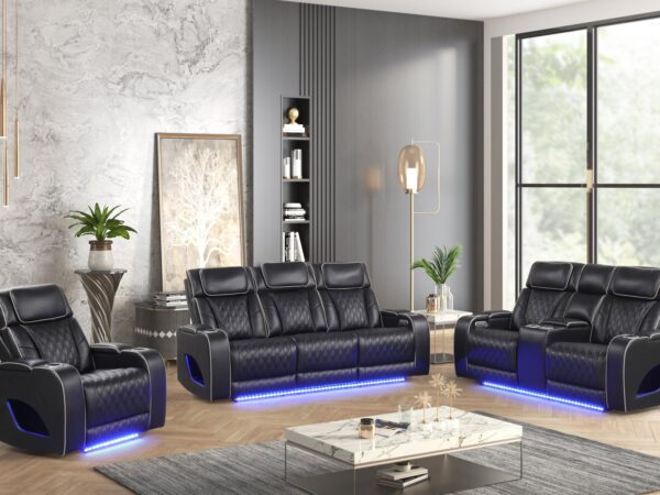 Aurora Black Sofa & Loveseat & Chair