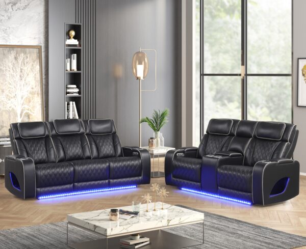 Aurora Black Sofa & Loveseat