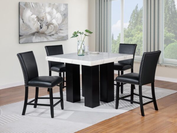 5PC (Table & 4 Black PU Chairs)
