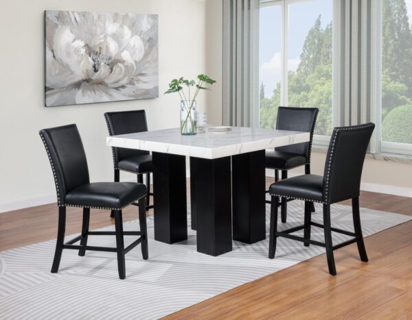 5PC (Table & 4 Black PU Chairs)